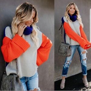VICI Brighten My Day Colorblock Cowl Neck Sweater NWT s/m